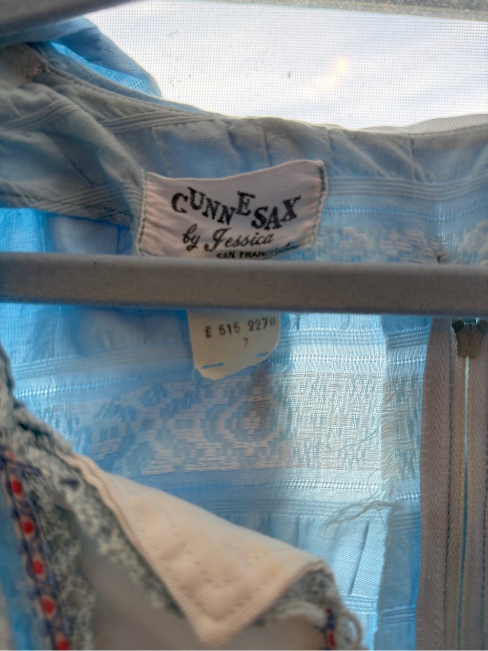 Rare White Label Gunne Sax Blue and White Hood with Blue and Pink Trim, 7 - Picture 3 of 16